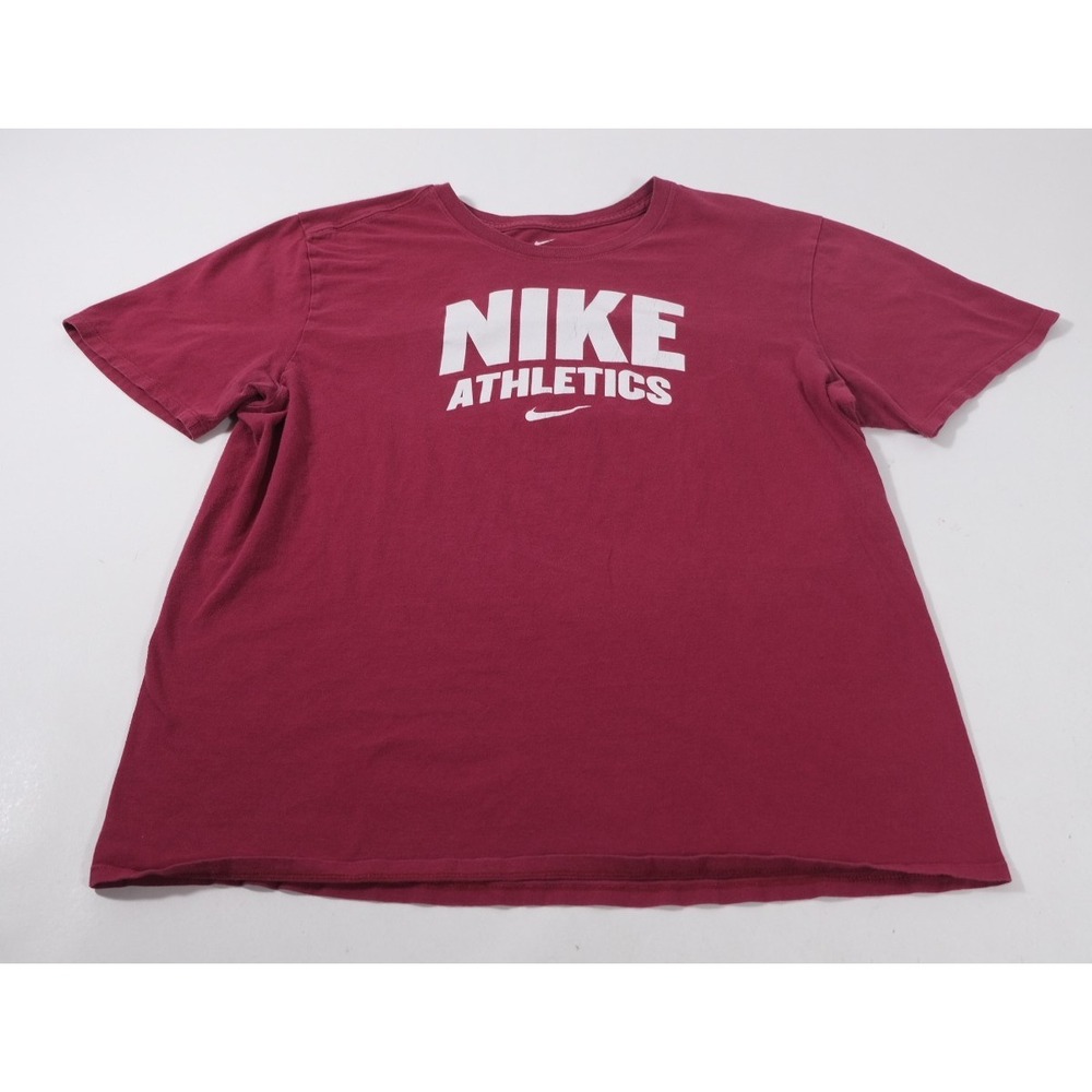 Nike T-Shirt Womens Large Red Athletics Graphic Short Sleeve Cotton Tee